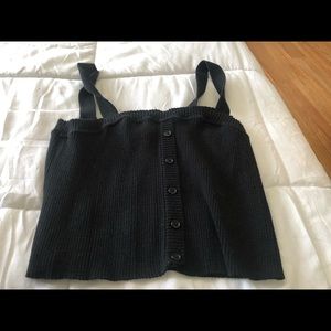 Black button up tank top crop